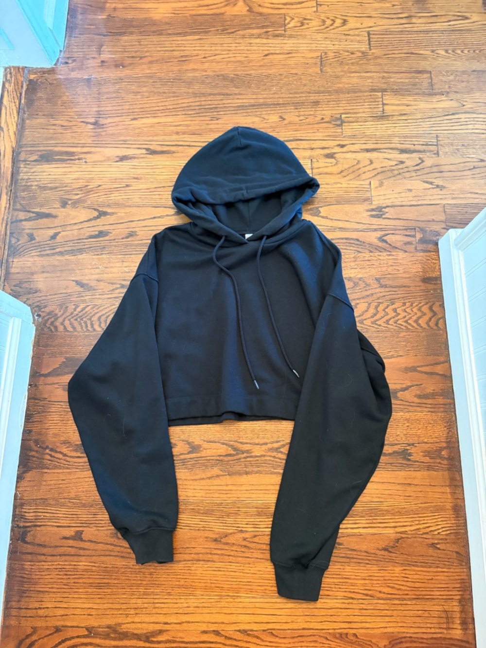 Alo Yoga Black Cropped Bae Hoodie